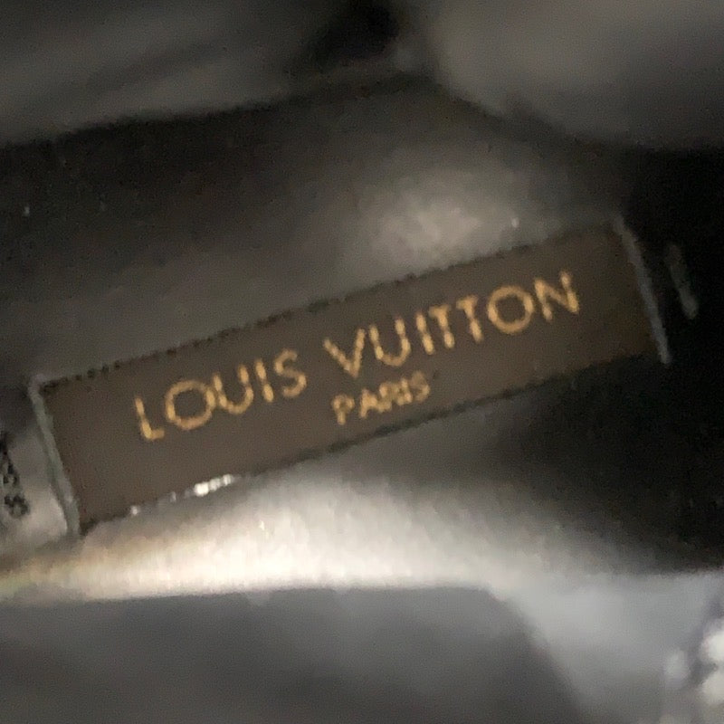 ルイヴィトン LOUIS VUITTON モノグラム ブーツ ショートブーツ レースアップ ウェッジソール スエード ナイロン ブラック 黒