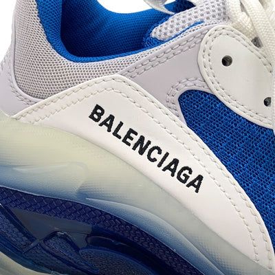 バレンシアガ BALENCIAGA トリプルS スニーカー 靴 シューズ メッシュ レザー ブルー ホワイト 青 未使用 ロゴ