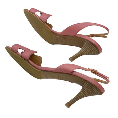 Hermes Night Sandals Shoes Leather Pink Slingback