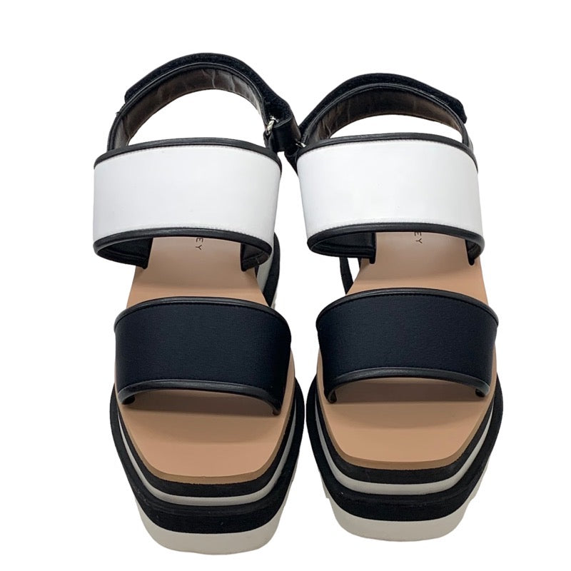 STELLA McCARTNEY Ellis Sandals Shoes Fabric Leather Black White Thick Sole Platform