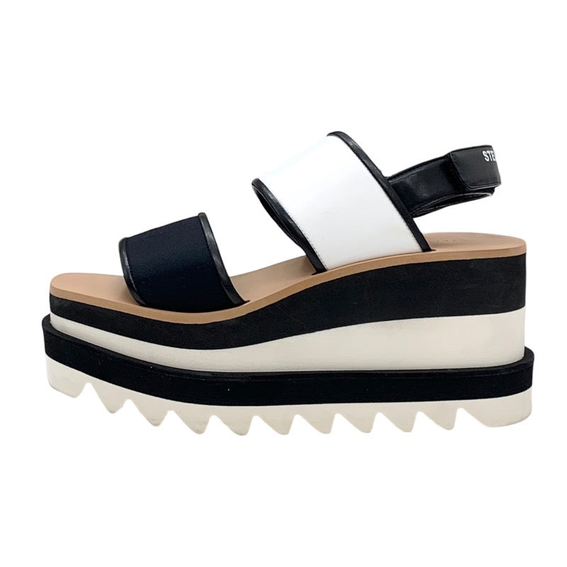 STELLA McCARTNEY Ellis Sandals Shoes Fabric Leather Black White Thick Sole Platform