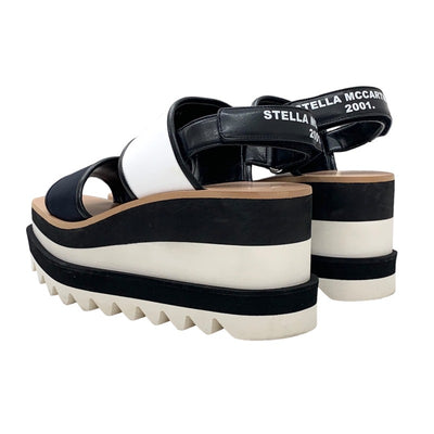 STELLA McCARTNEY Ellis Sandals Shoes Fabric Leather Black White Thick Sole Platform