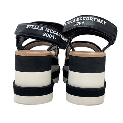 STELLA McCARTNEY Ellis Sandals Shoes Fabric Leather Black White Thick Sole Platform