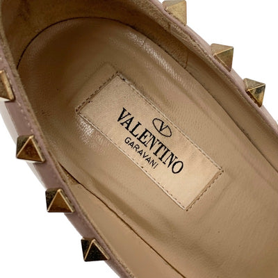 Valentino Pumps Shoes Patent Leather Beige Gold Rock Studs