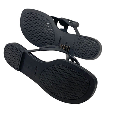 Hermes Egeri Sandals Shoes Rubber Black Unused Tong Sandals Flat Sandals