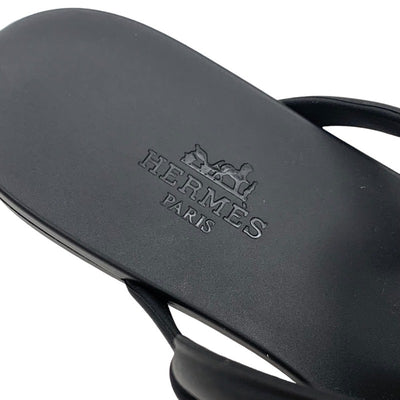 Hermes Egeri Sandals Shoes Rubber Black Unused Tong Sandals Flat Sandals