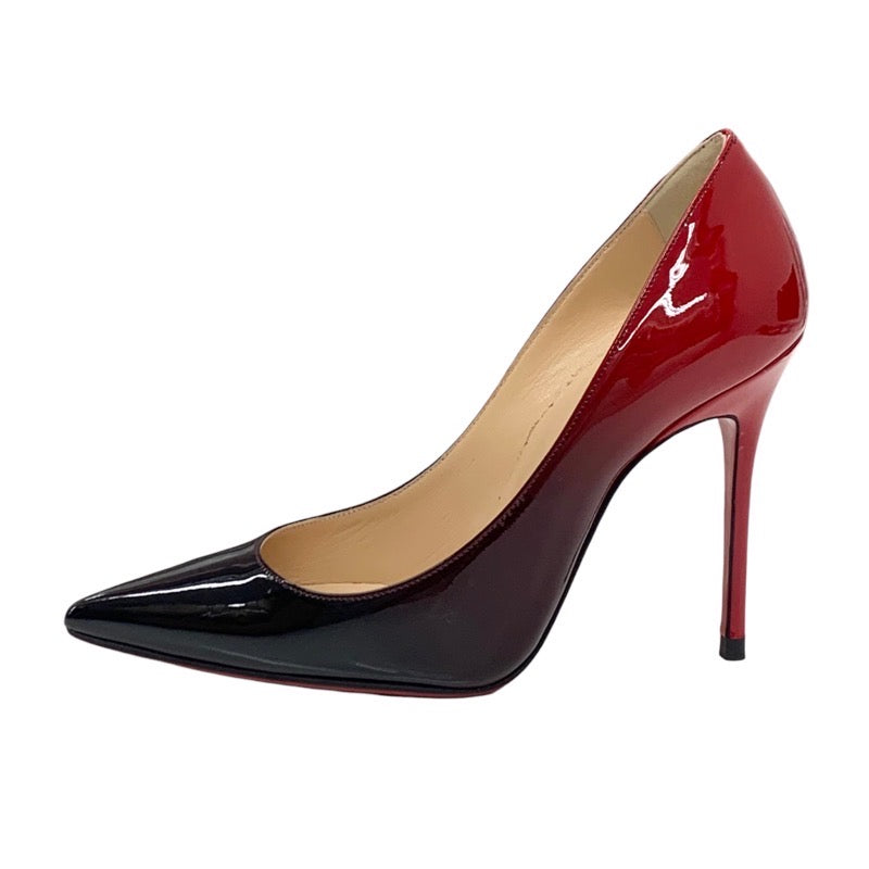 Christian Louboutin Pumps Shoes Patent Black Red Gradation