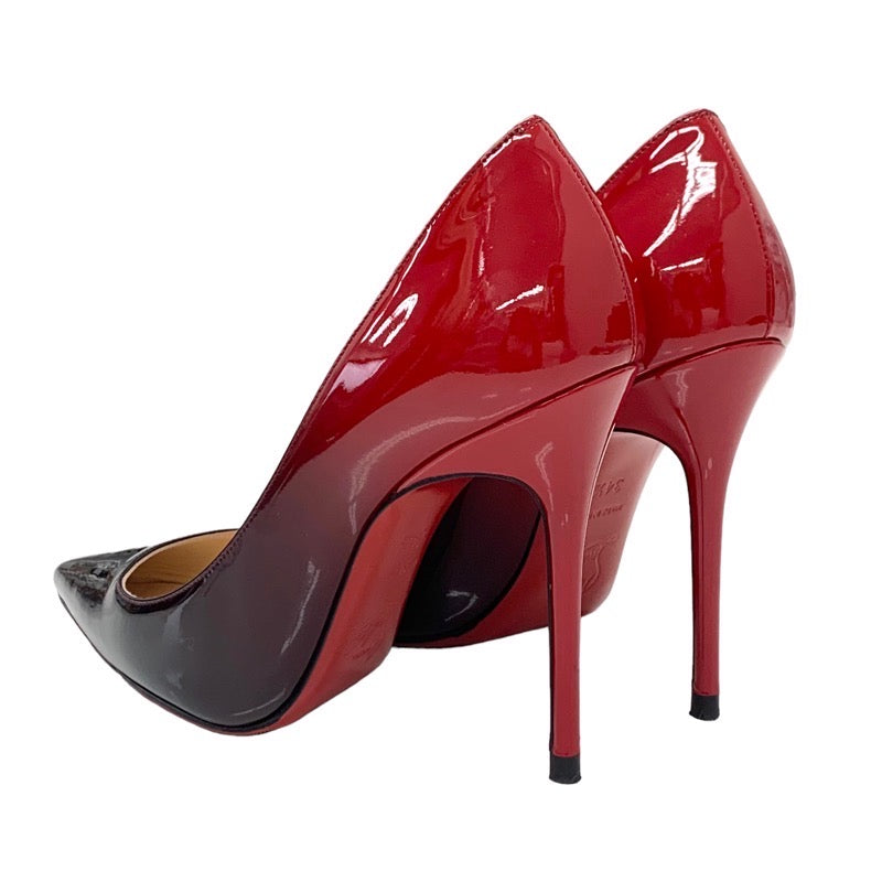 Christian Louboutin Pumps Shoes Patent Black Red Gradation