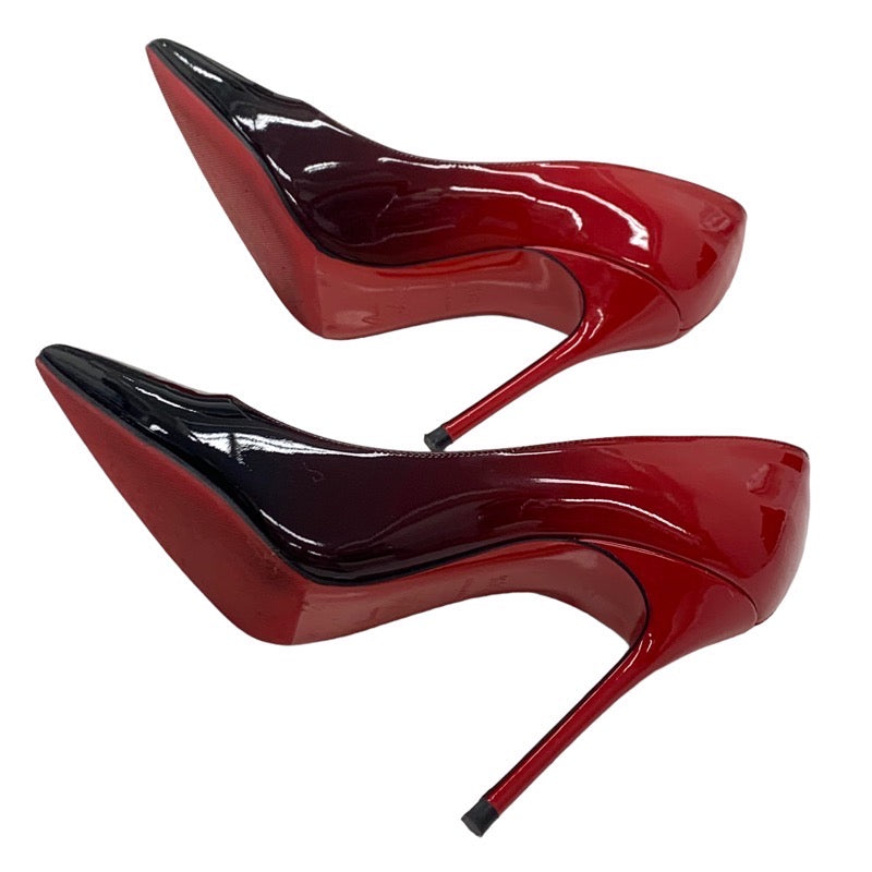 Christian Louboutin Pumps Shoes Patent Black Red Gradation