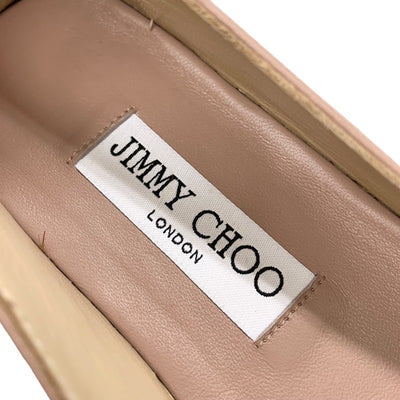 ジミーチュウ JIMMY CHOO DRU フラットシューズ 靴 シューズ レザー ピンクベージュ ホワイト 未使用 エスパドリーユ パール