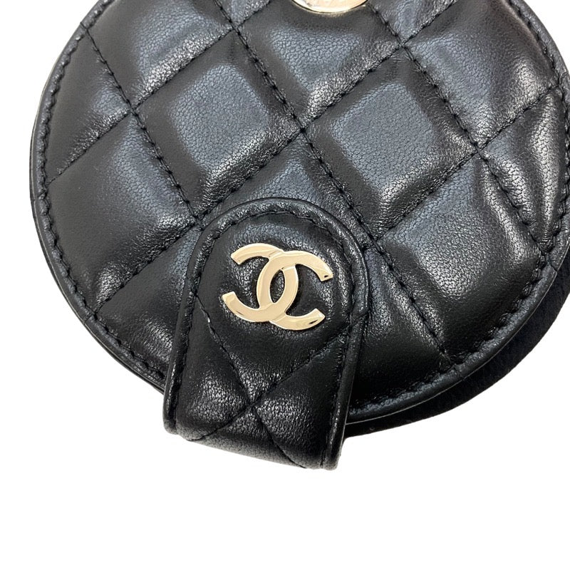 シャネル CHANEL ラムスキン ブラック シャンパンゴールド 未使用 ココマーク マトラッセ ネームタグ チャーム ネームプレート