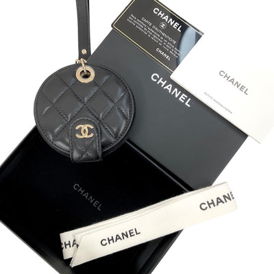 シャネル CHANEL ラムスキン ブラック シャンパンゴールド 未使用 ココマーク マトラッセ ネームタグ チャーム ネームプレート