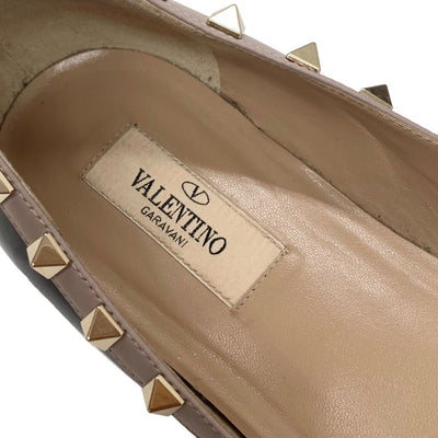 Valentino Pumps Shoes Patent Leather Black Pink Beige Black Gold Rock Studs Flat Pumps Flat Shoes