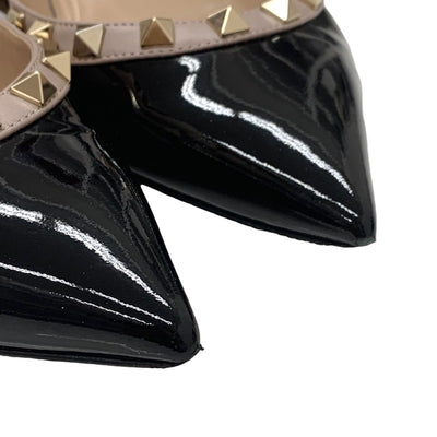 Valentino Pumps Shoes Patent Leather Black Pink Beige Black Gold Rock Studs Flat Pumps Flat Shoes