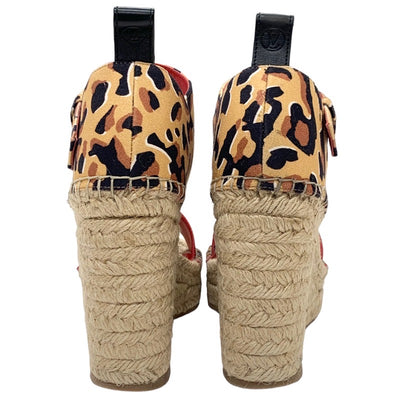 Louis Vuitton Sandals Shoes Canvas Brown Black Red Leopard Espadrille Wedge Sole Monogram Flower