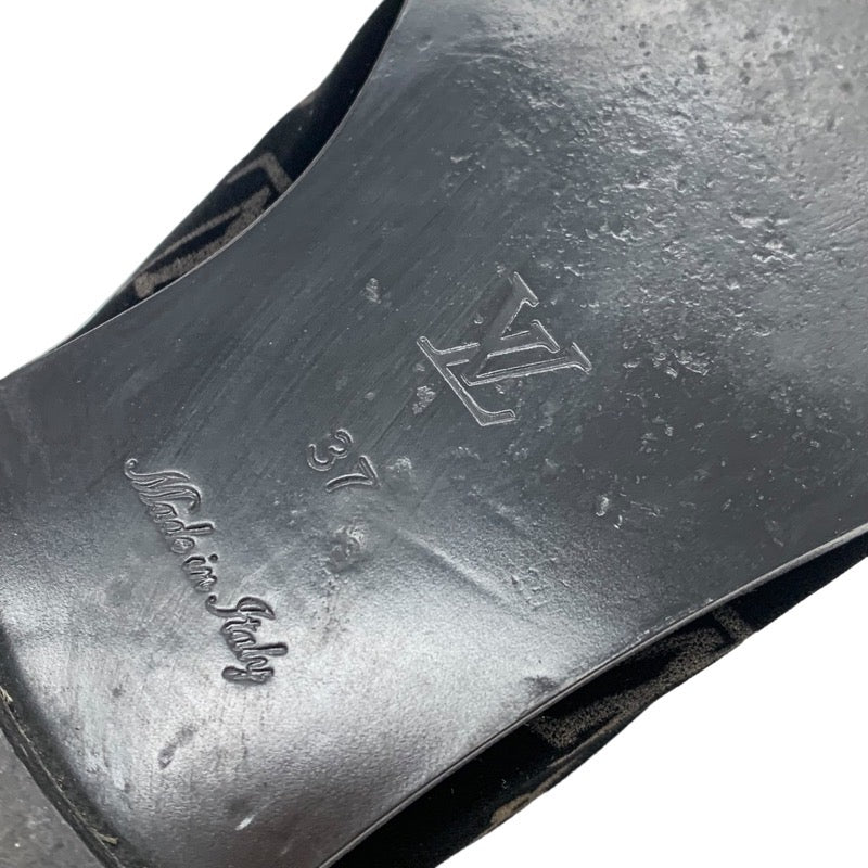 ルイヴィトン LOUIS VUITTON モノグラム フラットシューズ 靴 シューズ ベロア パテント ブラック 黒 ゴールド ローファー オペラシューズ タッセル