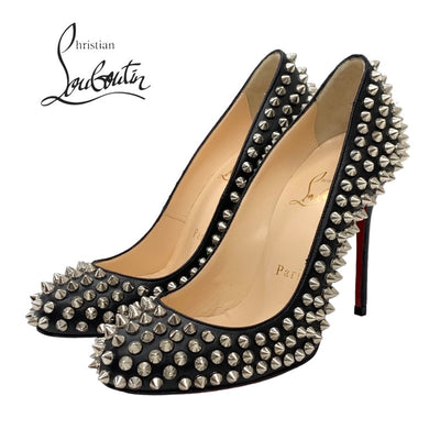 クリスチャンルブタン Christian Louboutin FIFI SPIKES 100 パンプス 靴 シューズ レザー ブラック 黒 シルバー 未使用 スパイク スタッズ