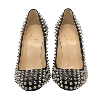 クリスチャンルブタン Christian Louboutin FIFI SPIKES 100 パンプス 靴 シューズ レザー ブラック 黒 シルバー 未使用 スパイク スタッズ