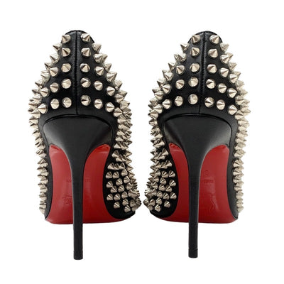 クリスチャンルブタン Christian Louboutin FIFI SPIKES 100 パンプス 靴 シューズ レザー ブラック 黒 シルバー 未使用 スパイク スタッズ