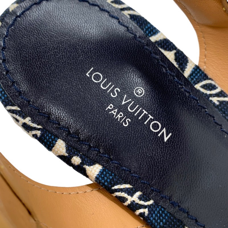 Louis Vuitton Boundary Line Monogram Sandals Shoes Denim Navy Espadrille Wedge Sole since1854