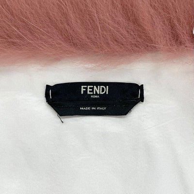 フェンディ FENDI ファー レザー ピンク レッド ロゴ ベルト ティペット マフラー