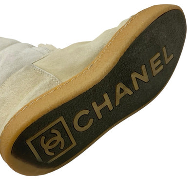 Chanel CHANEL boots, long boots, shoes, suede, beige, sheepskin boots, Coco Mark