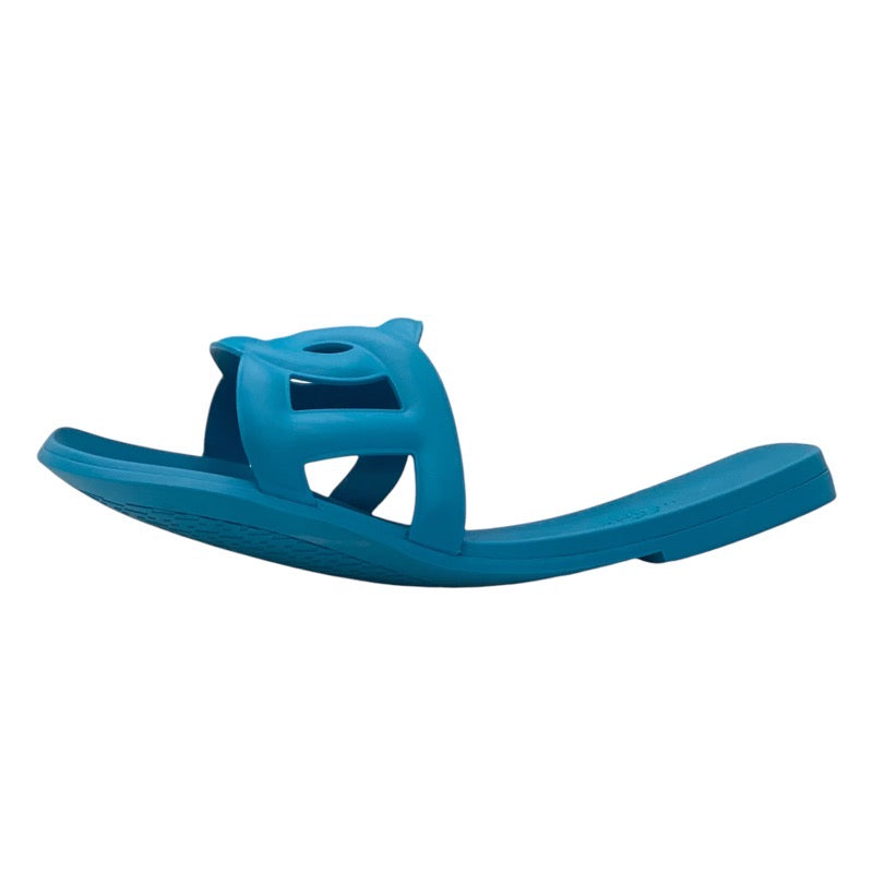 Hermes Aloha Sandals Shoes Rubber Blue Flat Sandals Mules