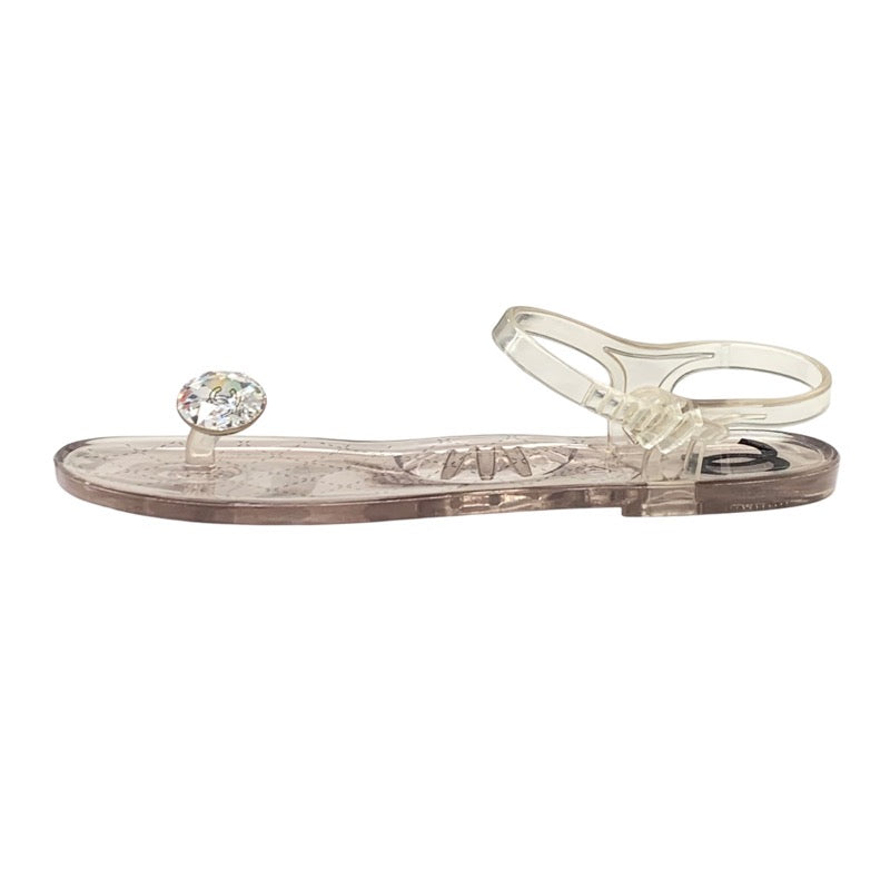 Chanel CHANEL Sandals Shoes Rubber Clear Tong Sandals Flat Sandals Coco Mark Bijoux