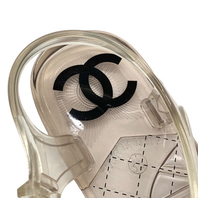 Chanel CHANEL Sandals Shoes Rubber Clear Tong Sandals Flat Sandals Coco Mark Bijoux