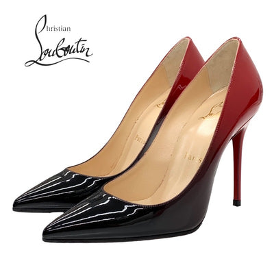 Christian Louboutin KATE 100 Pumps Shoes Patent Red Black Gradient