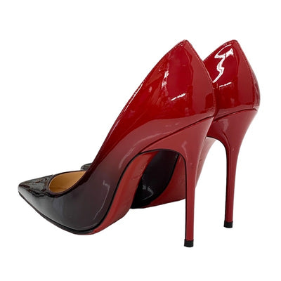 Christian Louboutin KATE 100 Pumps Shoes Patent Red Black Gradient