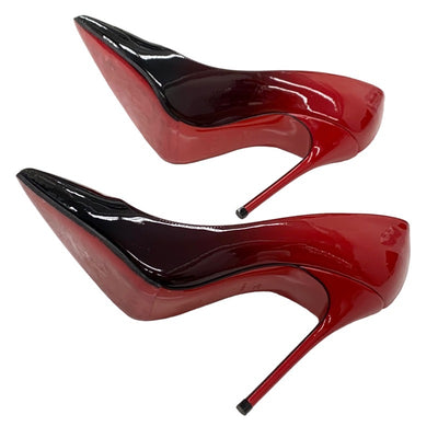 Christian Louboutin KATE 100 Pumps Shoes Patent Red Black Gradient