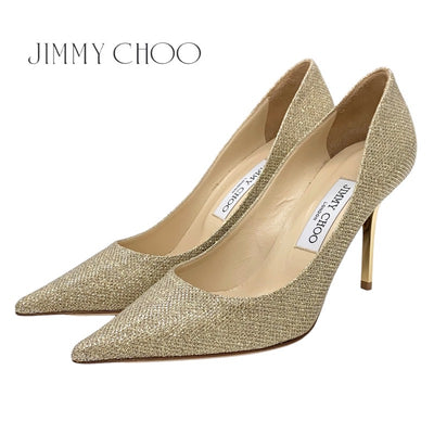 ジミーチュウ JIMMY CHOO AGNES パンプス 靴 シューズ ファブリック ゴールド ラメ パーティーシューズ