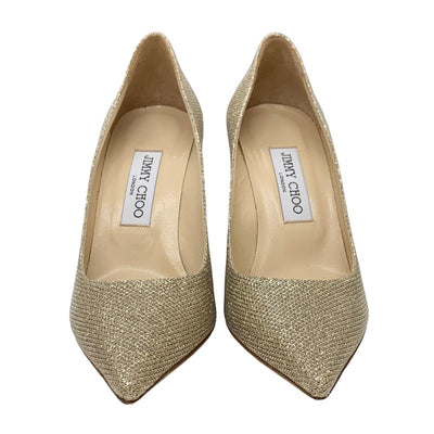 Jimmy Choo JIMMY CHOO AGNES Pumps Shoes Fabric Gold Glitter Party Shoes