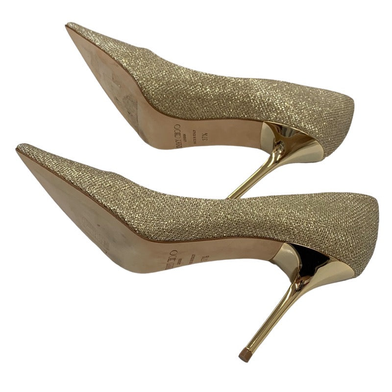 Jimmy Choo JIMMY CHOO AGNES Pumps Shoes Fabric Gold Glitter Party Shoes