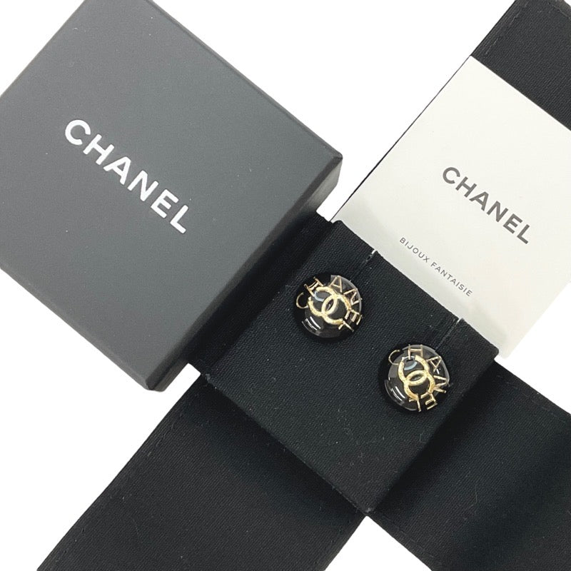 シャネル CHANEL ピアス レジン ブラック ゴールド ココマーク ロゴ