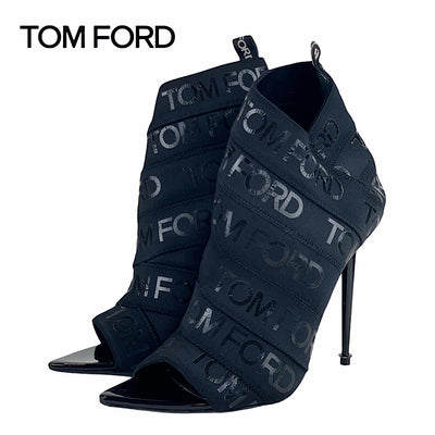 トムフォード TOMFORD ブーツ ショートブーツ 靴 シューズ ファブリック ブラック ブーティ ロゴ