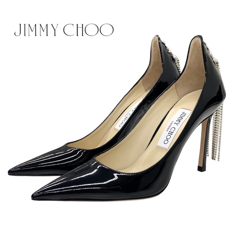 ジミーチュウ JIMMY CHOO パンプス パーティーシューズ 靴 シューズ ラインストーン スター パテント ブラック 黒