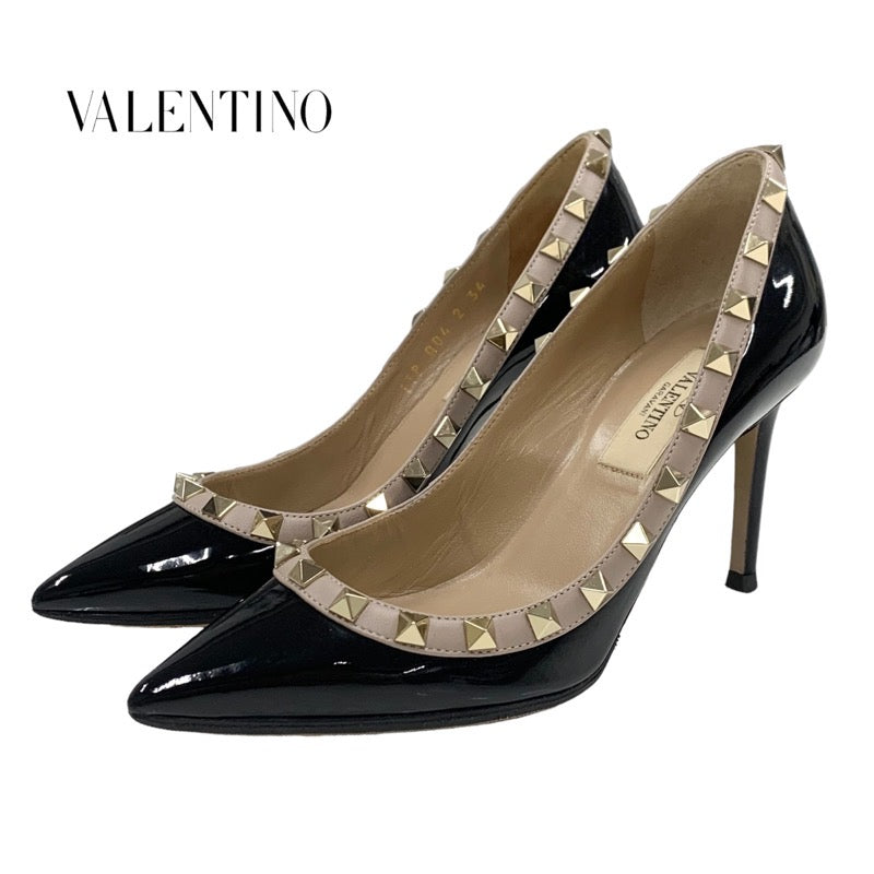 ヴァレンティノ VALENTINO パンプス 靴 シューズ パテント レザー ブラック ピンクベージュ ゴールド ロックスタッズ