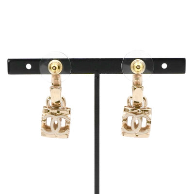 シャネル CHANEL ピアス シャンパンゴールド ホワイト ココマーク キューブ