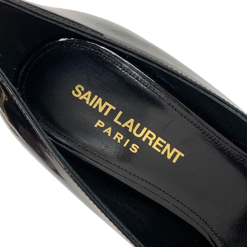 サンローラン SAINT LAURENT オピウム パンプス 靴 シューズ パテント ブラック 黒 ゴールド YSLロゴヒール