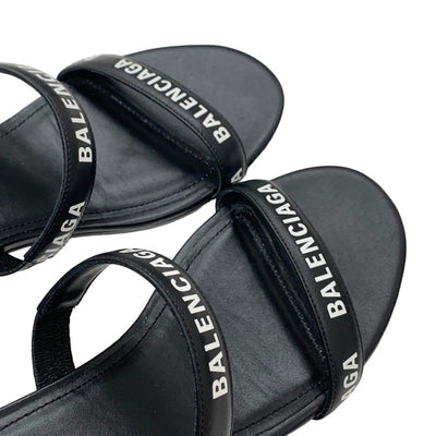 Balenciaga Sandals, Shoes, Leather, Black, White, Black, Mule Logo