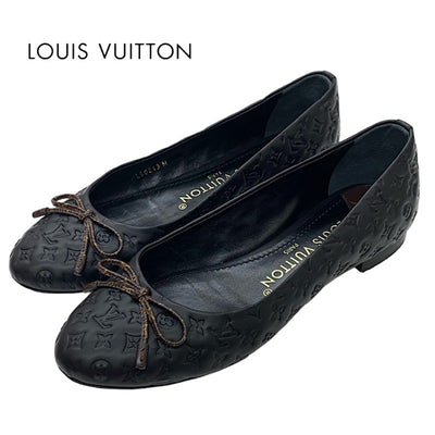 ルイヴィトン LOUIS VUITTON ニーナライン モノグラム フラットシューズ 靴 シューズ レザー ブラック ブラウン 黒 バレエシューズ リボン