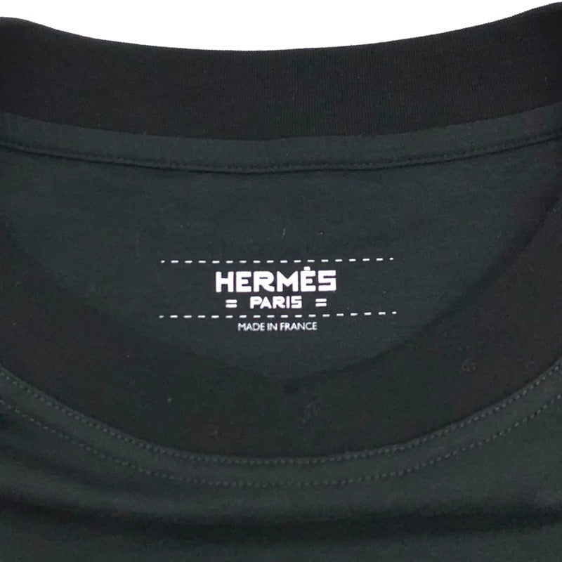 エルメス HERMES トップス コットン ブラック 黒 未使用  刺繍  Tシャツ