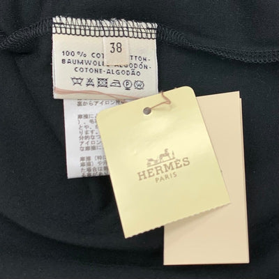 エルメス HERMES トップス コットン ブラック 黒 未使用  刺繍  Tシャツ