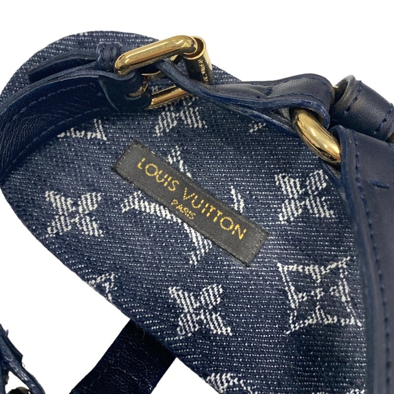 LOUIS VUITTON Ocean Line Monogram Sandals Shoes Leather Denim Navy Flat Sandals