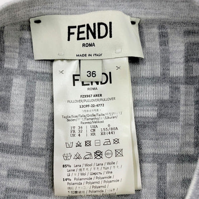 フェンディ FENDI トップス ニット FFロゴ ズッカ リバーシブル ノースリーブ カットアウト グレー