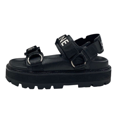 CELINE Sandals, Shoes, Leather, Fabric, Black, Belt Strap, Sports Sandals