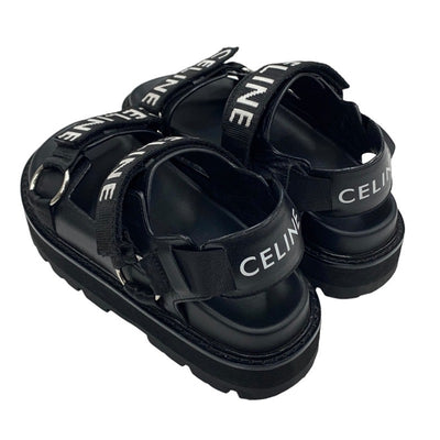 CELINE Sandals, Shoes, Leather, Fabric, Black, Belt Strap, Sports Sandals