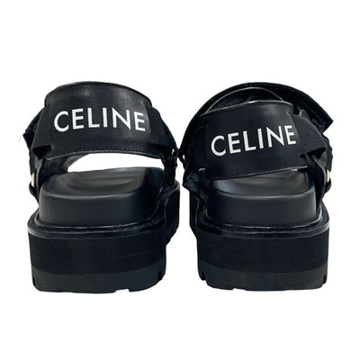 CELINE Sandals, Shoes, Leather, Fabric, Black, Belt Strap, Sports Sandals